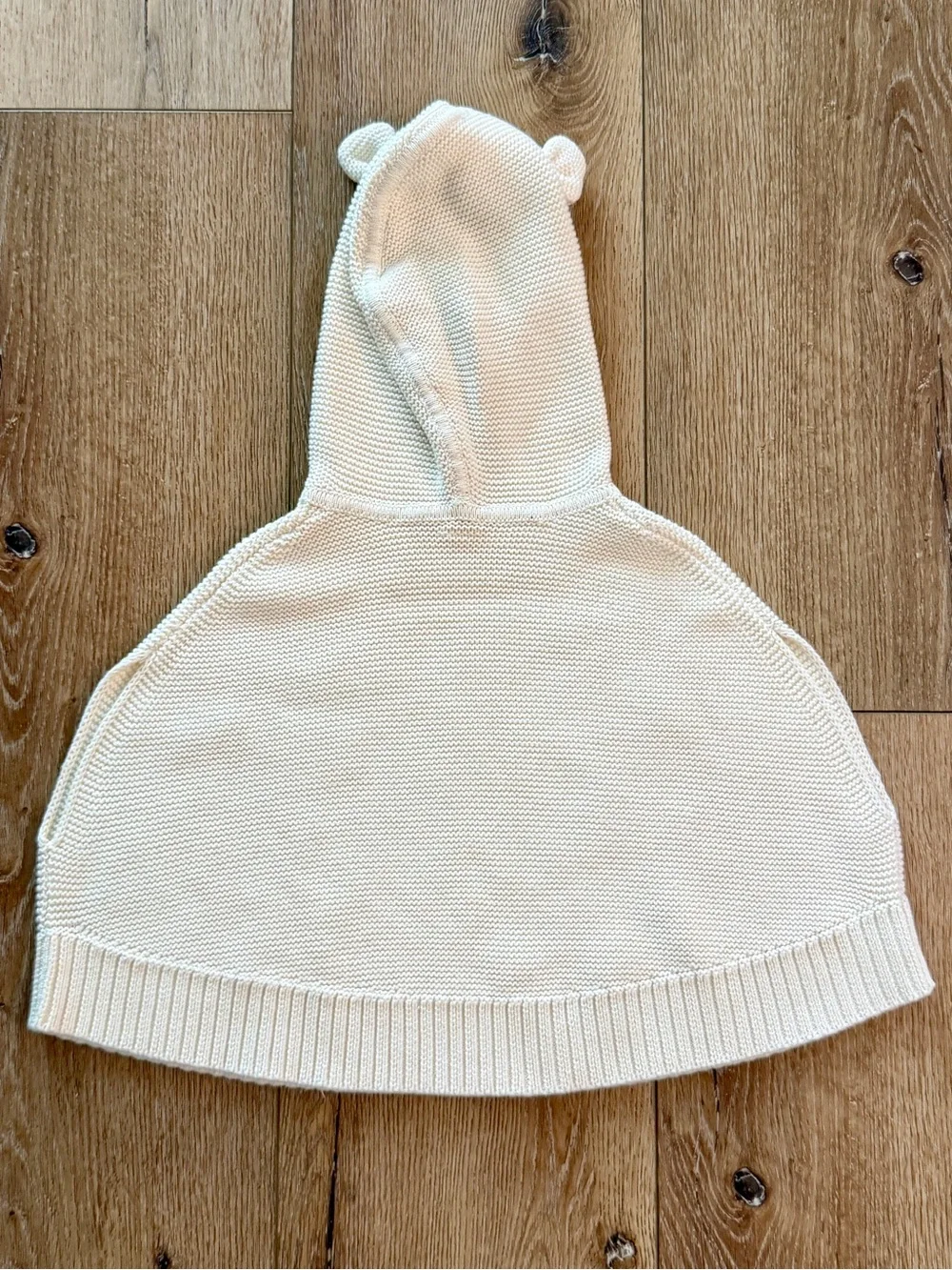 NWT Baby Gap Cream Knit Bear Ear Hooded Poncho Cape Sweater - Size 4 Years